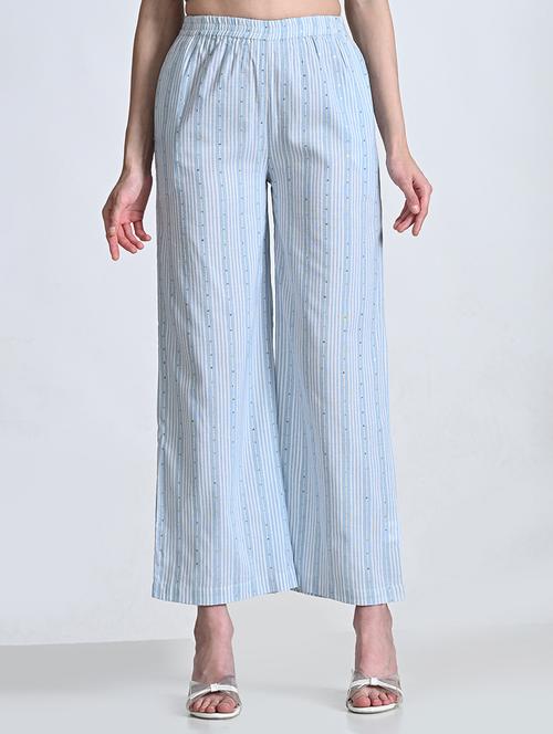 women striped high rise palazzo with pocket - 21675706 - Standard Image - 0