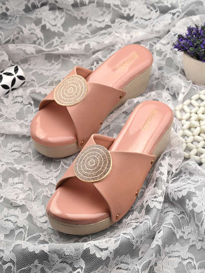 women embellished slip on wedges