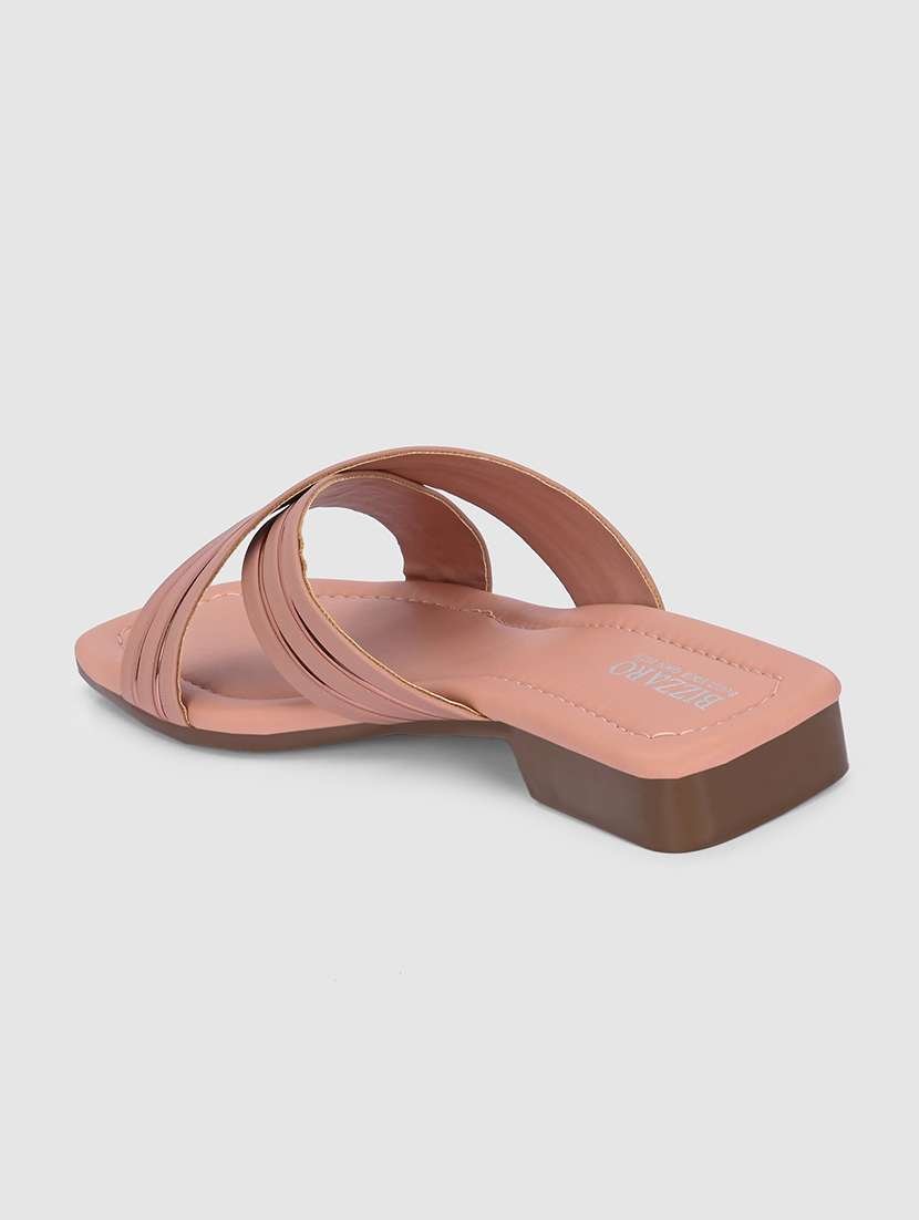women peach slip on sandal - 21676035 -  Standard Image - 3