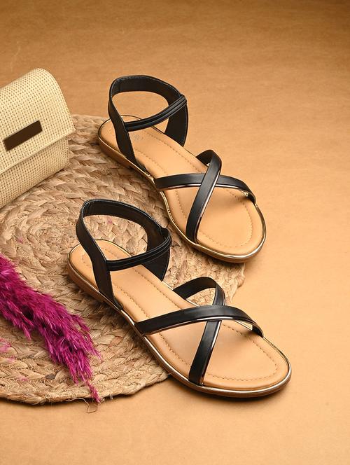 women black ankle strap sandal - 21676036 - Standard Image - 0