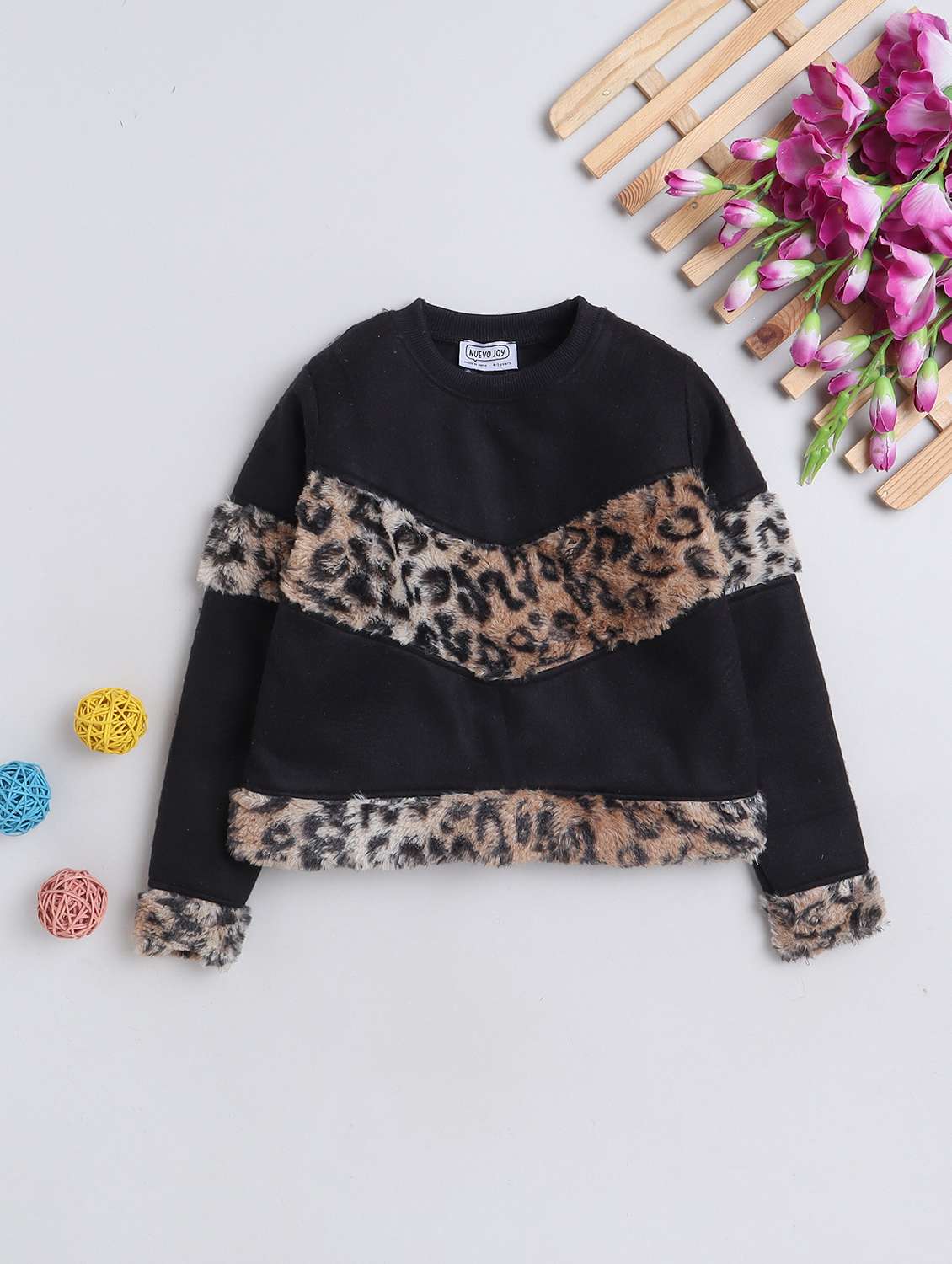 girls placement print round neck sweatshirts - 21676038 - Zoom Image - 0