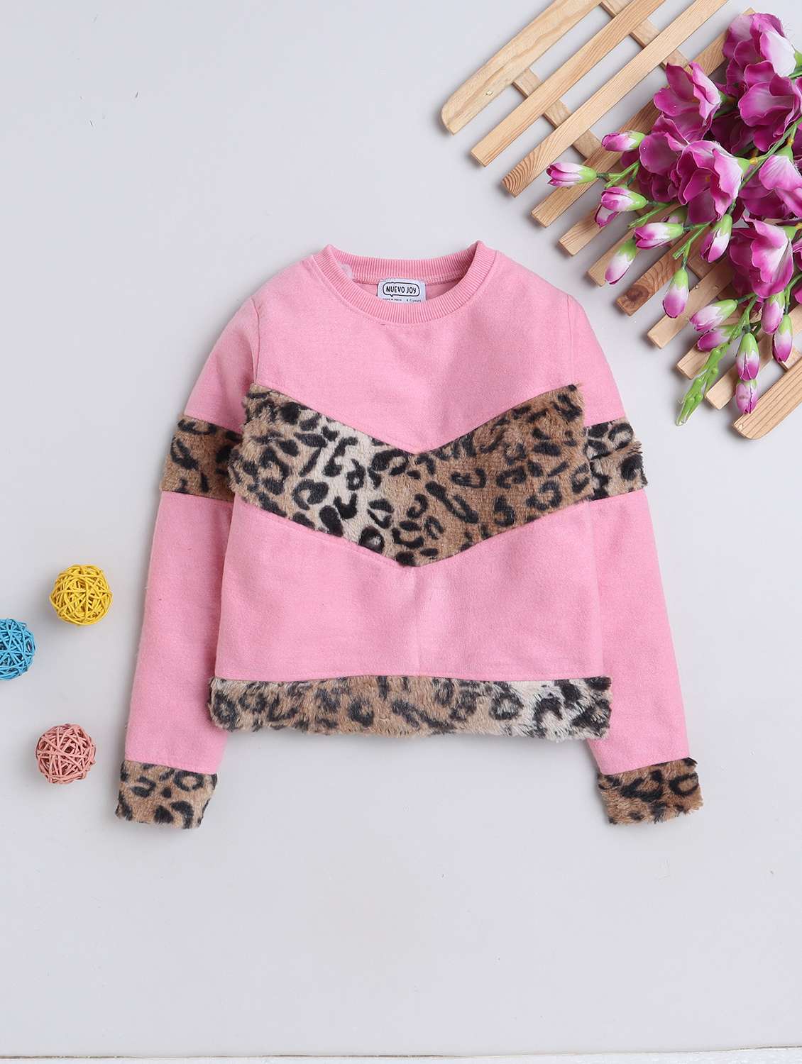 girls placement print round neck sweatshirts