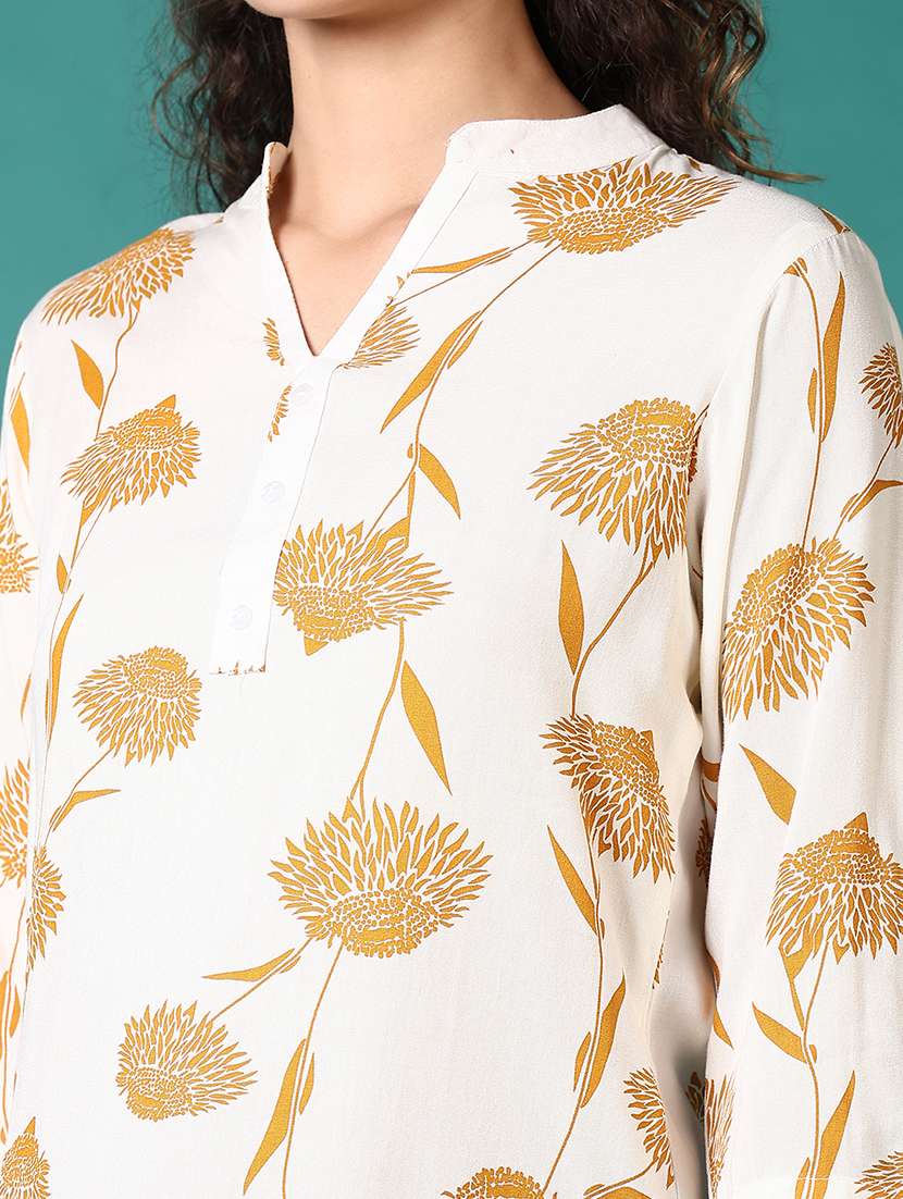 women printed three quarter sleeve straight top - 21676158 -  Standard Image - 5