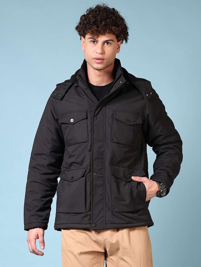 men long sleeves solid utility jacket