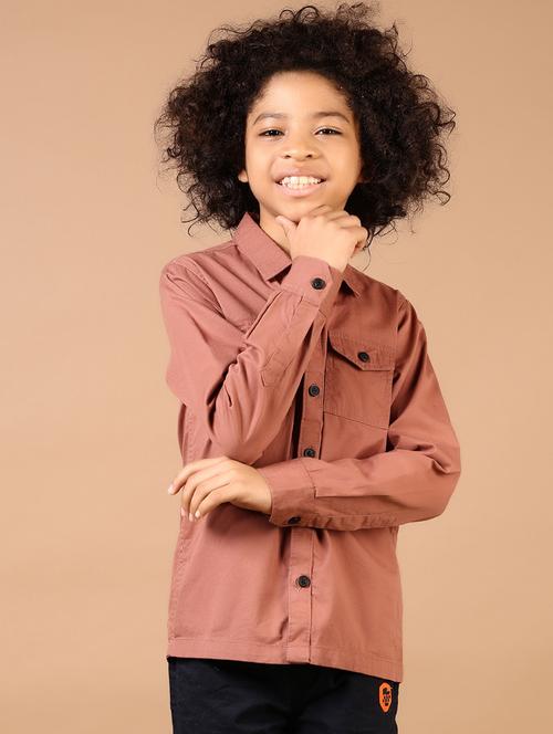 boys solid collared long sleeves shirt - 21676167 - Standard Image - 0