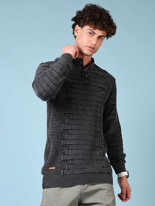 men self design long sleeve pullover sweater - 21676234 -  Standard Image - 0