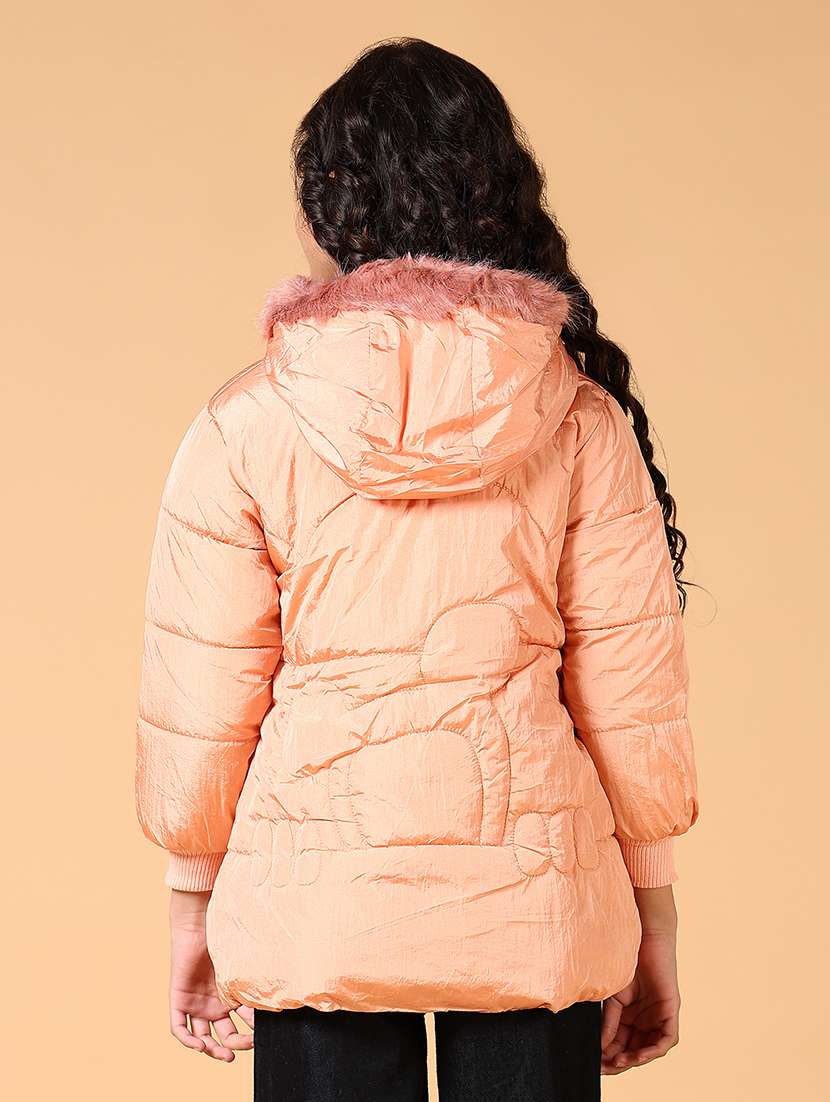 girls peach long sleeve quilted jacket - 21676256 -  Standard Image - 3