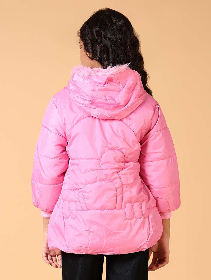 girls pink long sleeve quilted jacket - 21676257 -  Standard Image - 3