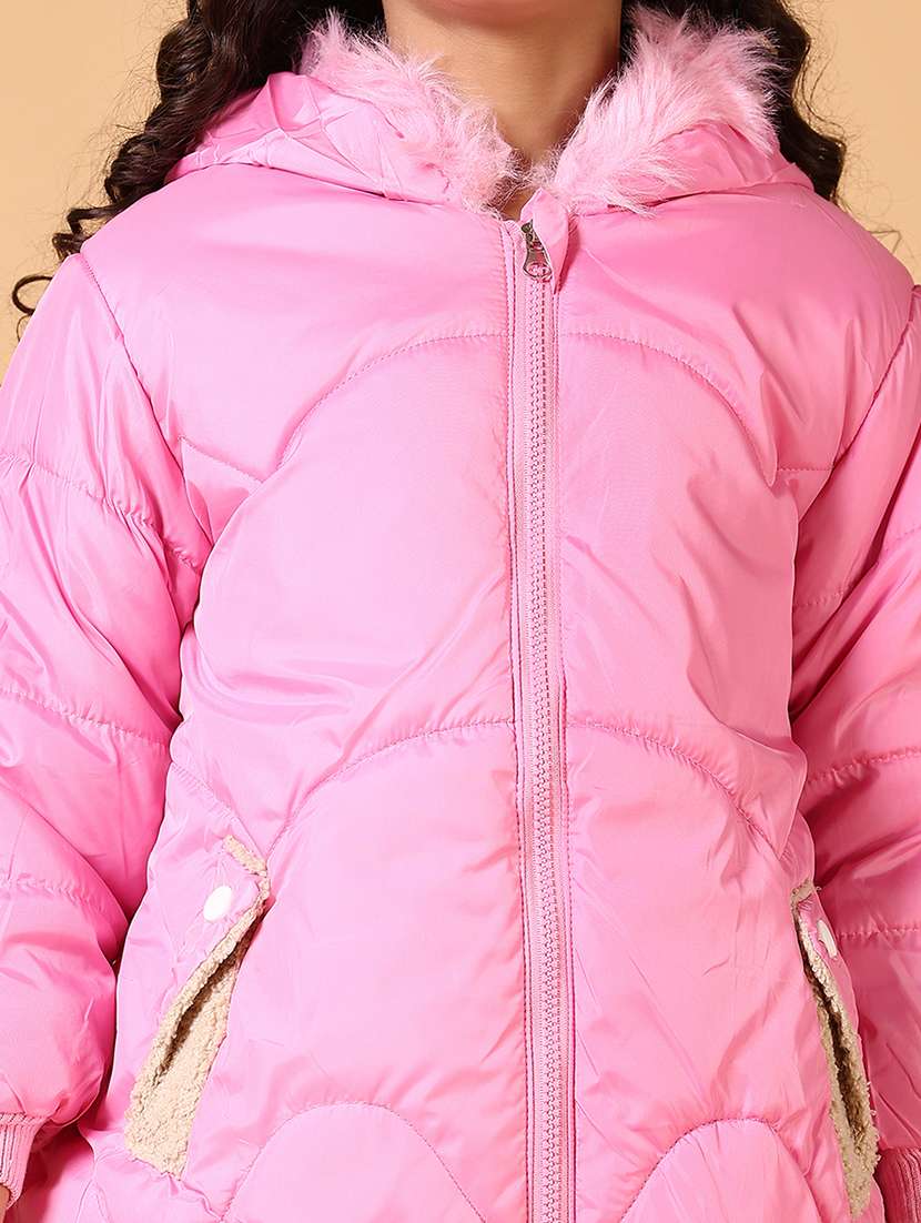 girls pink long sleeve quilted jacket - 21676257 -  Standard Image - 5