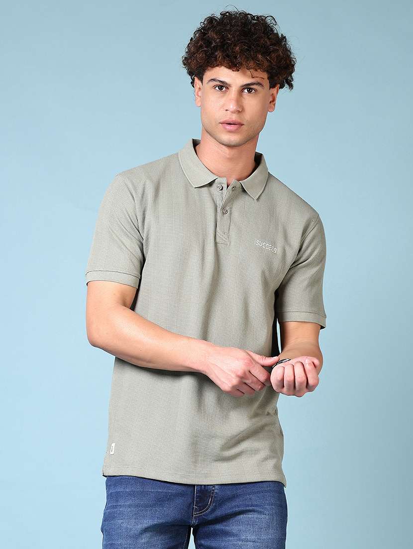 men self design short sleeve polo t-shirt - 21676261 - Zoom Image - 0