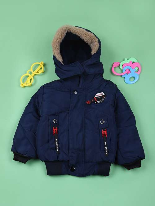 boys solid long sleeve hoodee quilted jacket - 21676368 -  Standard Image - 0