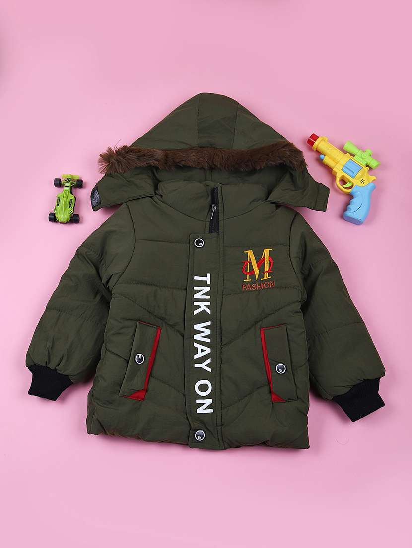 boys long sleeve hooded quilted jacket