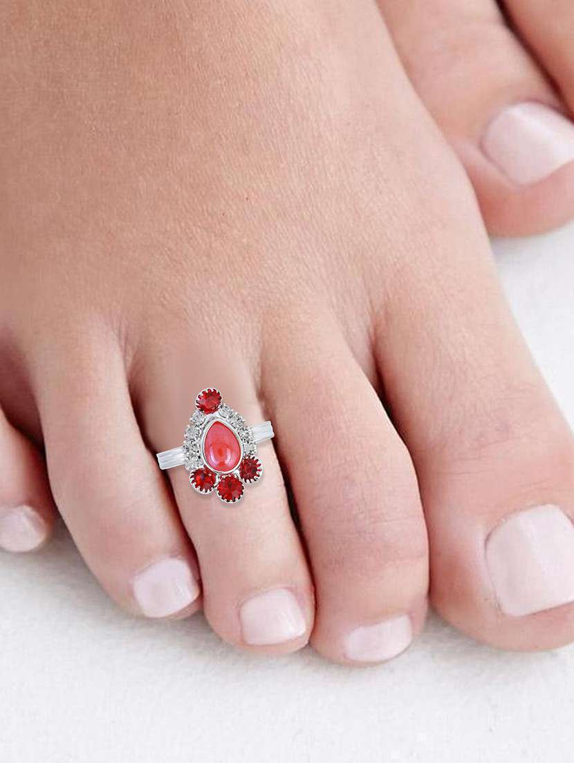 women silver plated toe ring - 21676375 -  Standard Image - 3