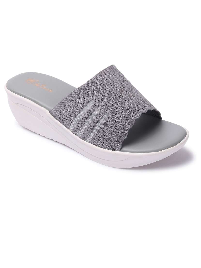 grey leatherette slip on sandals - 21676682 - Zoom Image - 0