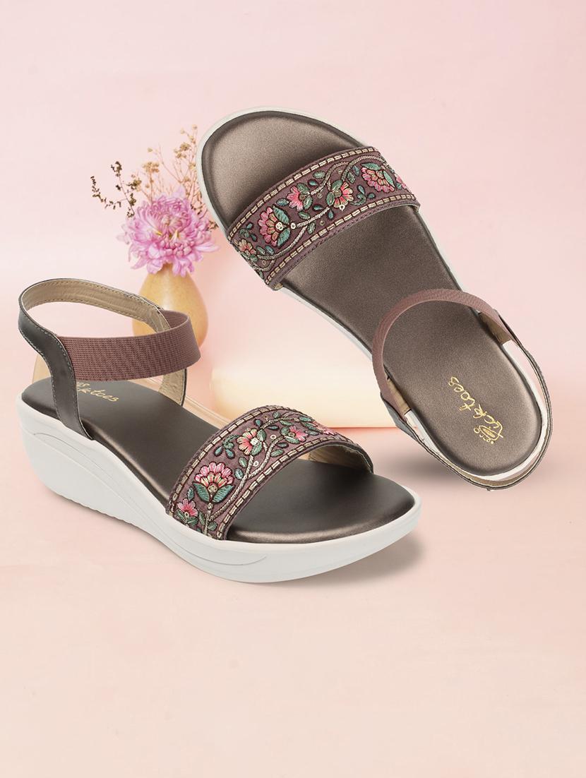 women embroidered ankle strap sandal - 21676687 -  Zoom Image - 0