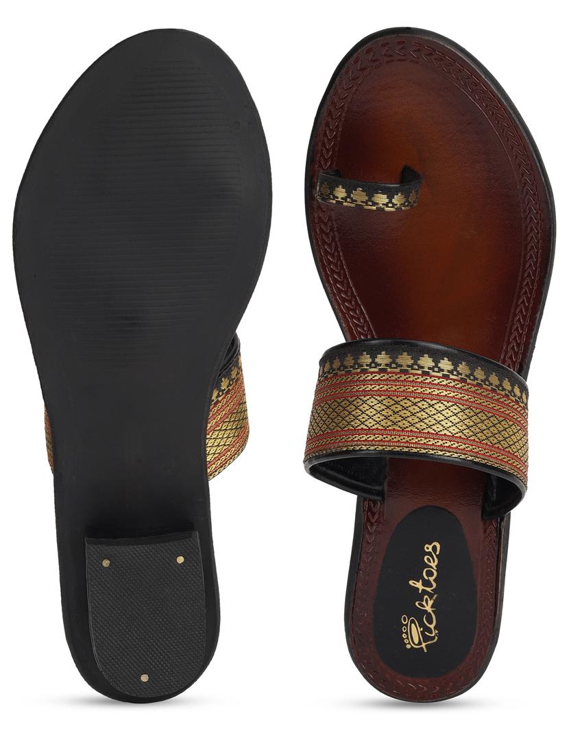 women zari work one toe sandal - 21676690 - Standard Image - 3