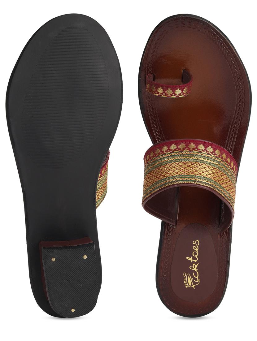 women zari work one toe sandal - 21676692 - Standard Image - 3