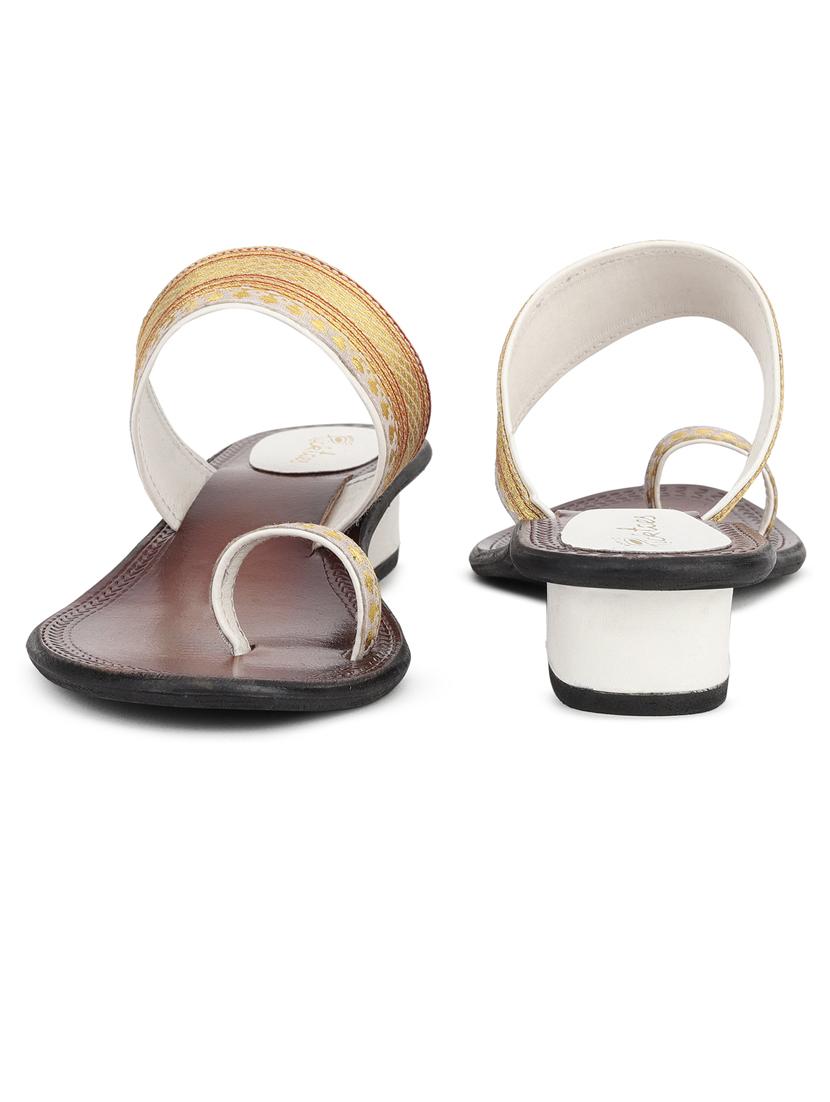 women zari work one toe sandal - 21676693 - Standard Image - 3