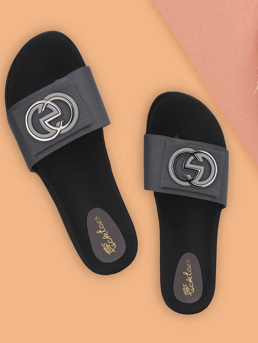women grey slip on sandal - 21676702 -  Zoom Image - 0