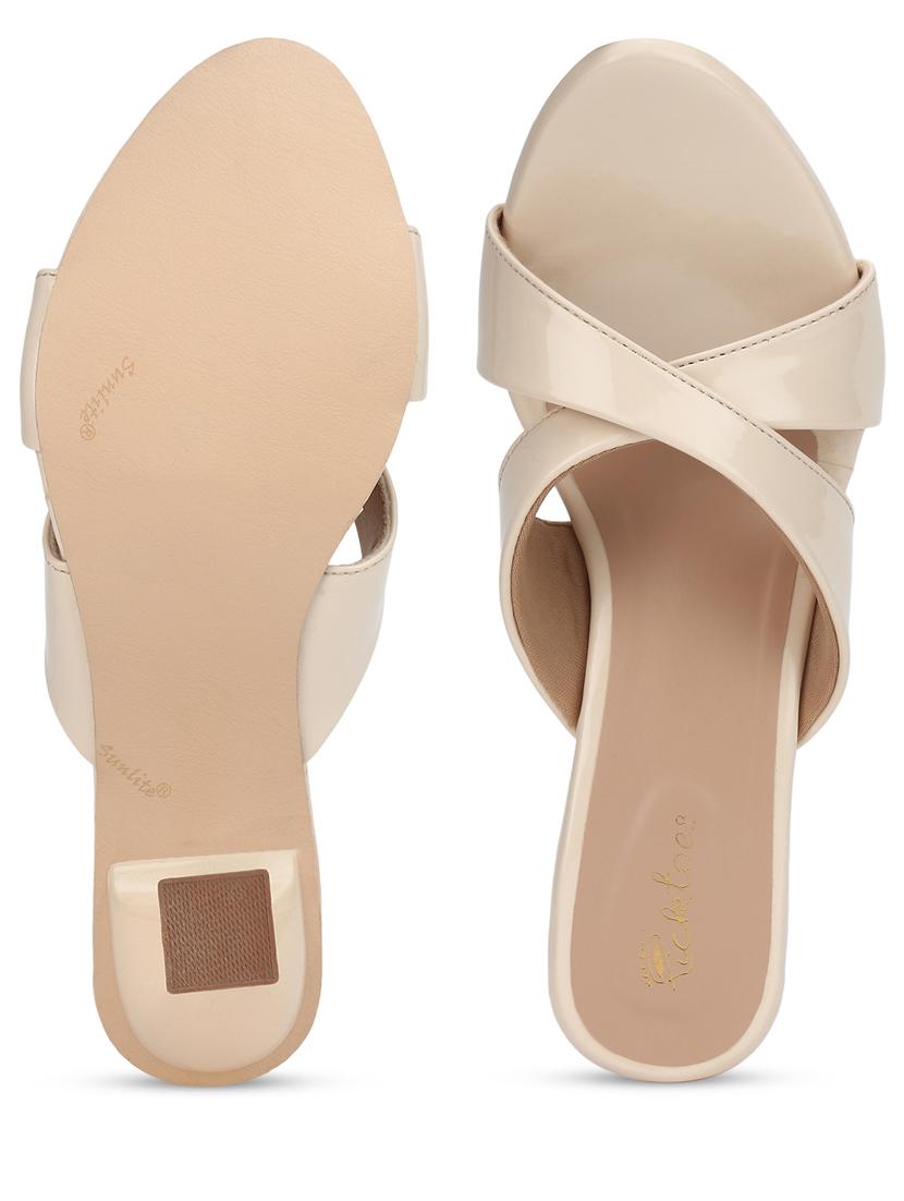 women cream slip on sandal - 21676805 - Standard Image - 3
