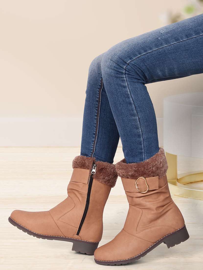 women fur detailed ankle boots - 21676859 -  Standard Image - 3