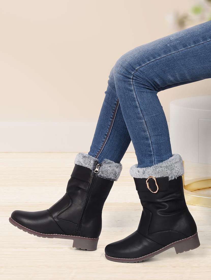 women fur detailed ankle boots - 21676860 -  Standard Image - 3