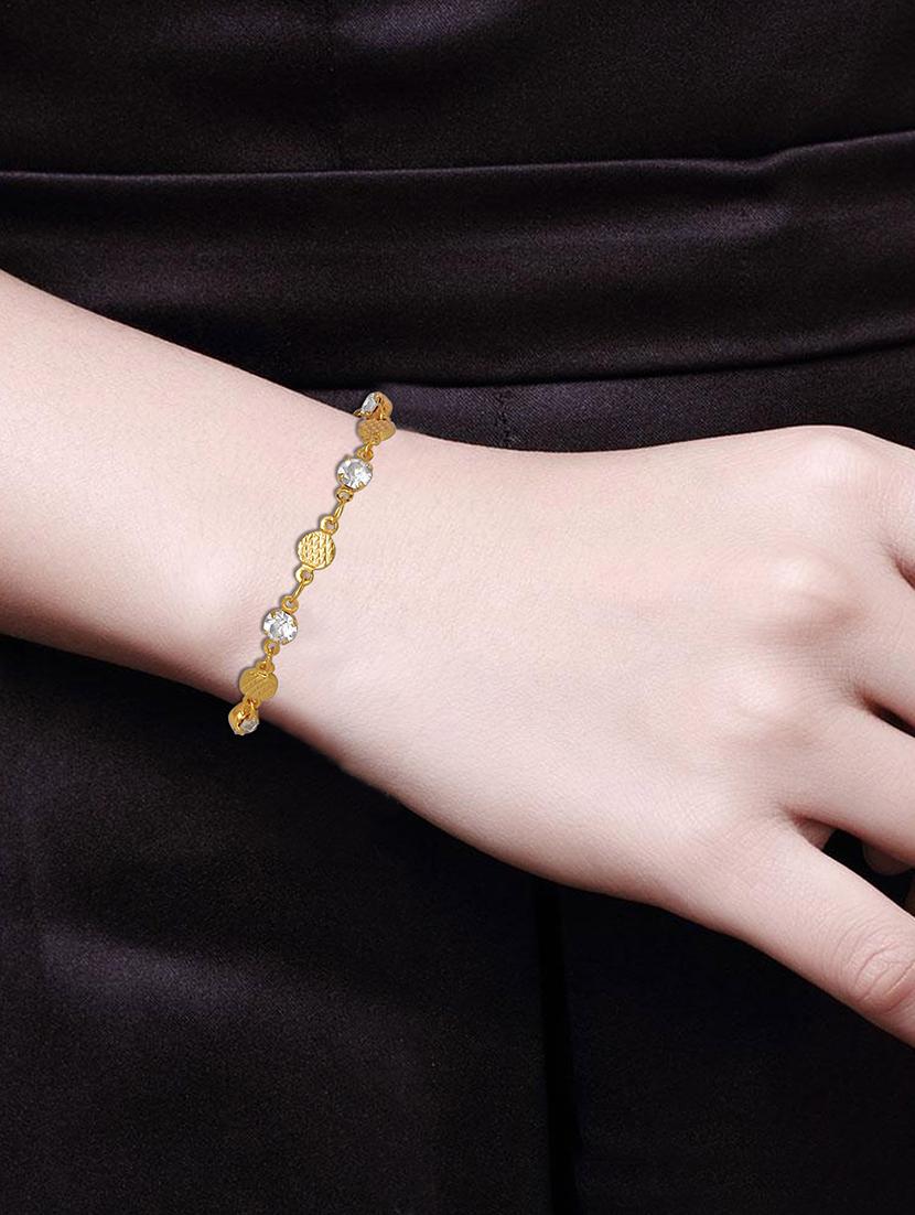 memoir gold plated cz studded round shaped linked stylish light weight fashion bracelet - 21676869 - Standard Image - 3