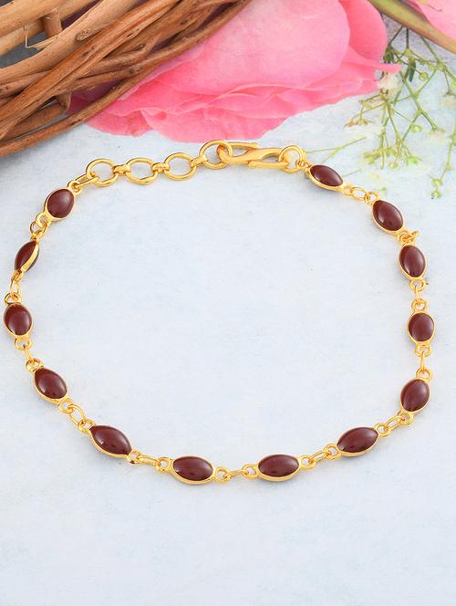 memoir micron gold plated faux ruby latest fashion bracelet for women - 21676937 -  Standard Image - 0