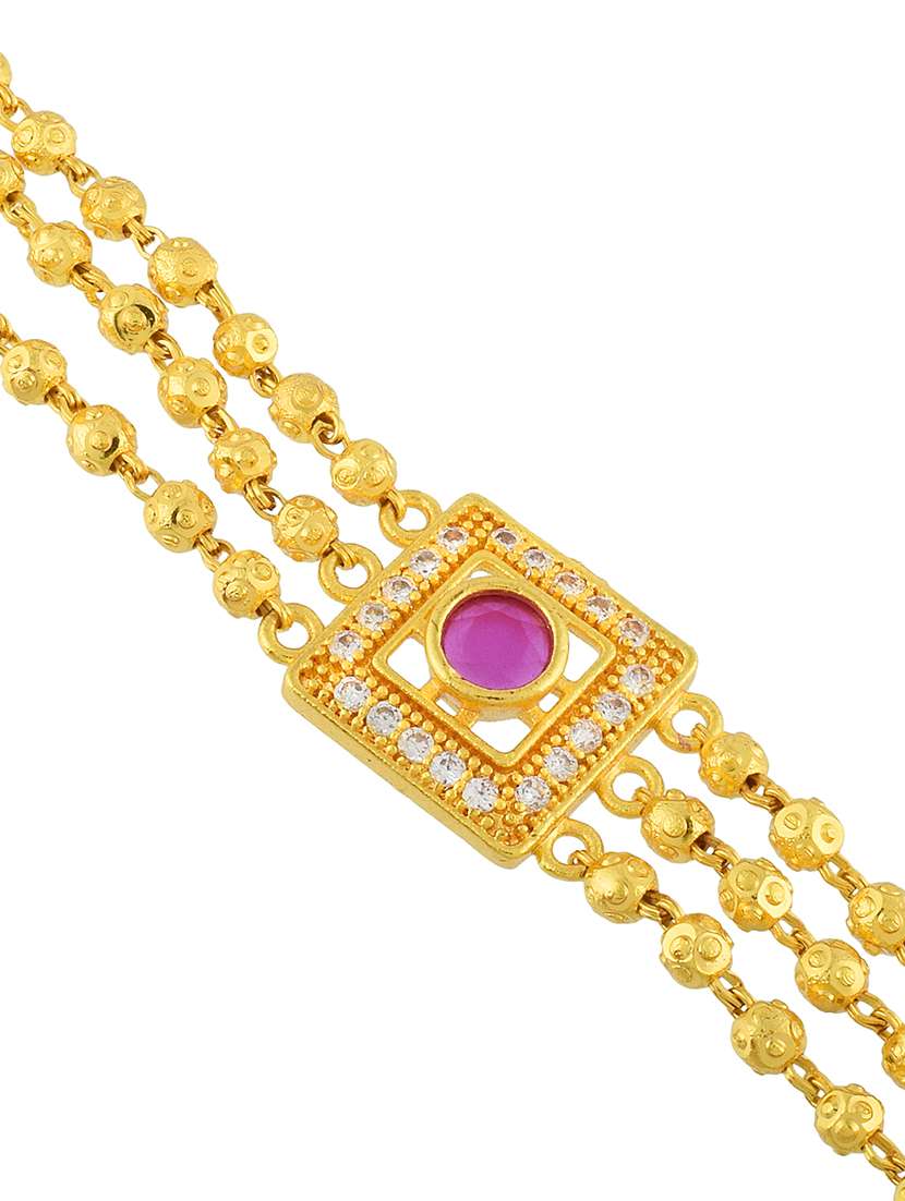 memoir micron gold plated faux ruby imitation diamond multi strand fashion bracelet for women - 21676939 -  Standard Image - 3