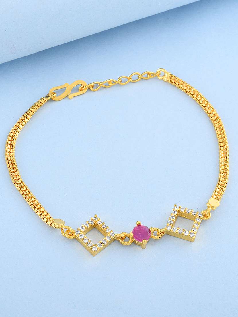 memoir micron gold plated faux ruby imitation diamond fashion bracelet for women
