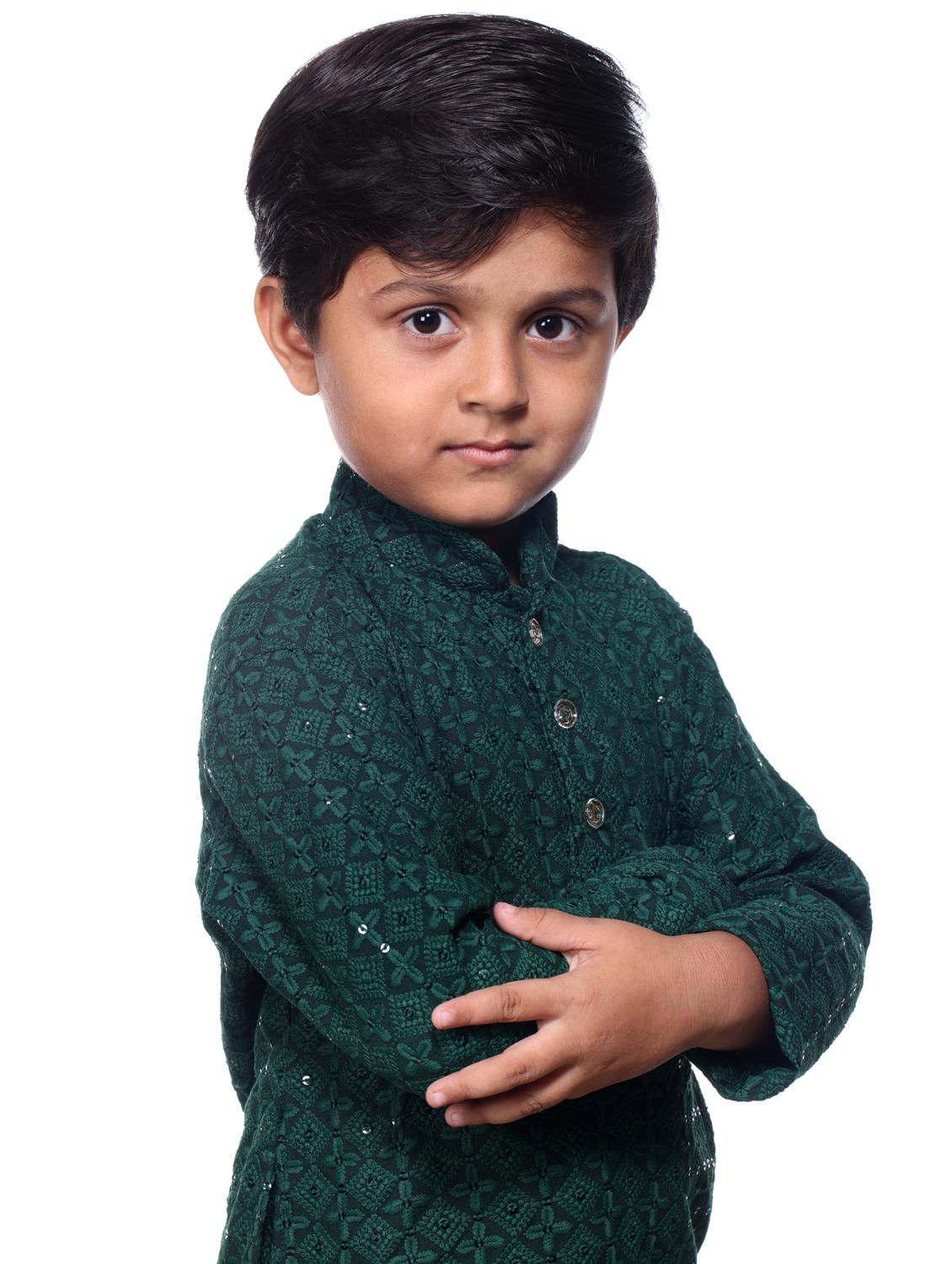 boys embroidered kurta bottom set - 21676941 - Standard Image - 3