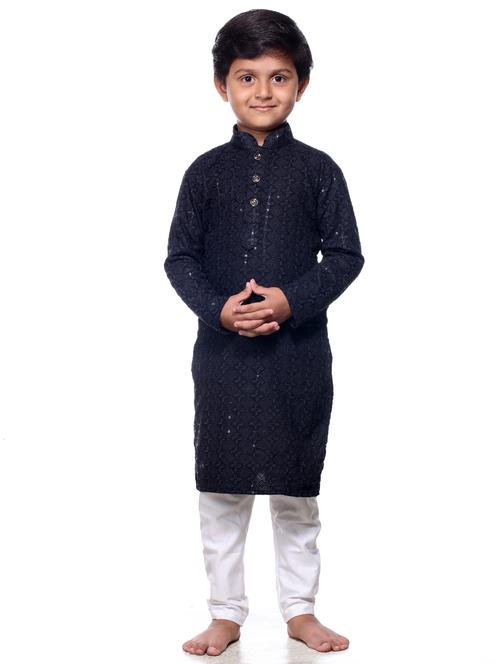 boys embroidered kurta bottom set - 21676942 - Standard Image - 0