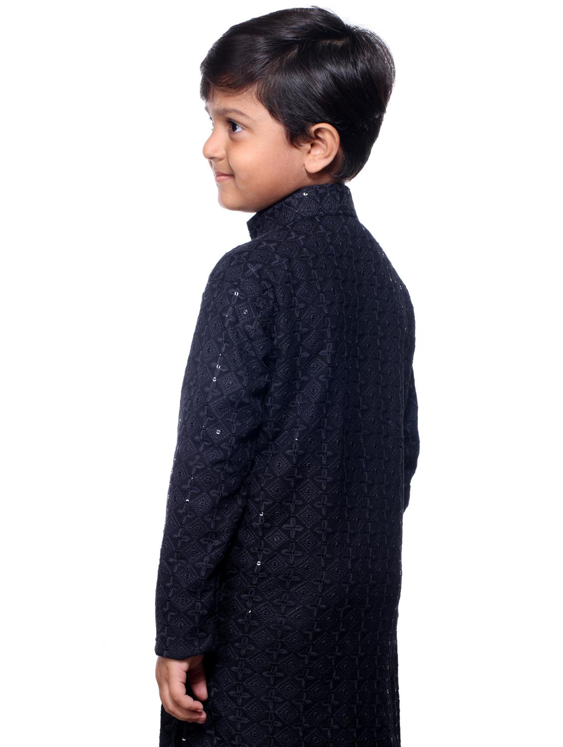 boys embroidered kurta bottom set - 21676942 - Standard Image - 3