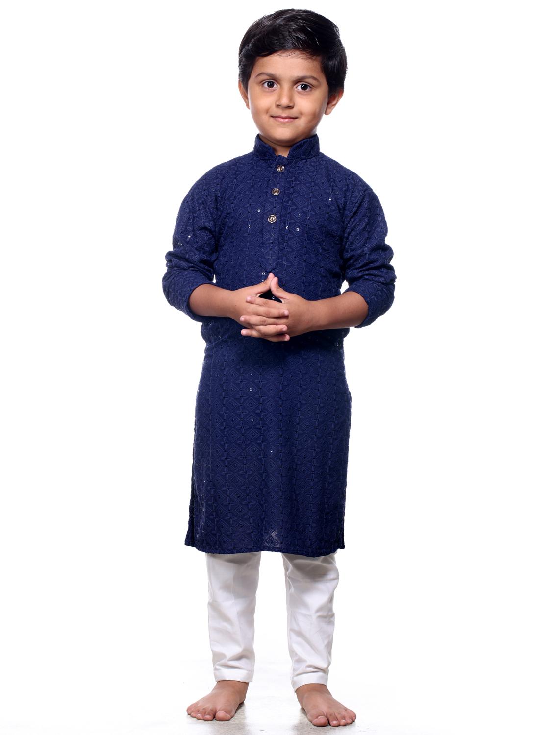 boys embroidered kurta bottom set - 21676943 - Zoom Image - 0