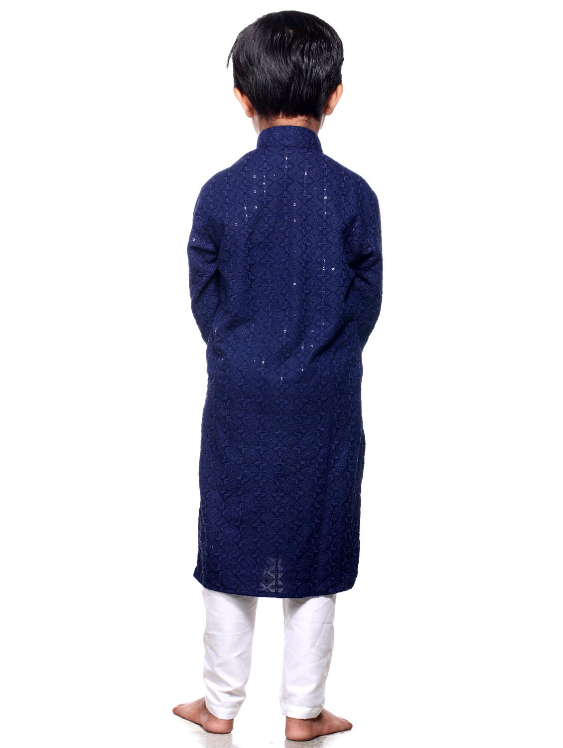 boys embroidered kurta bottom set - 21676943 - Standard Image - 3