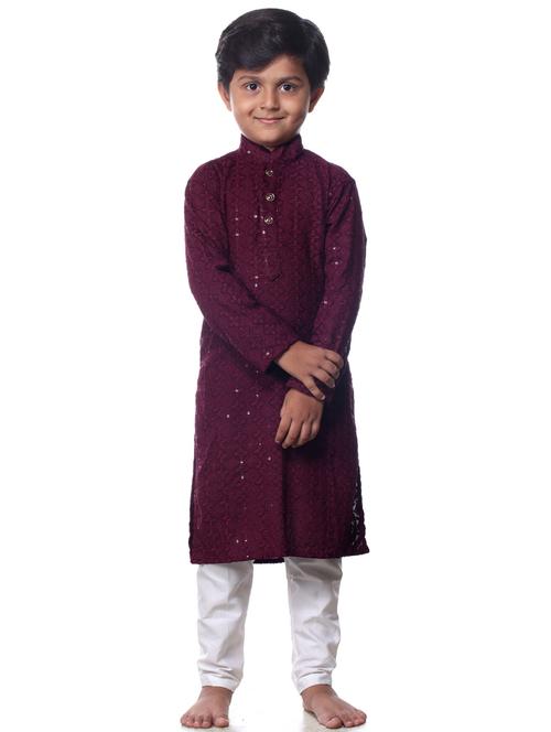 boys embroidered kurta bottom set - 21676944 - Standard Image - 0