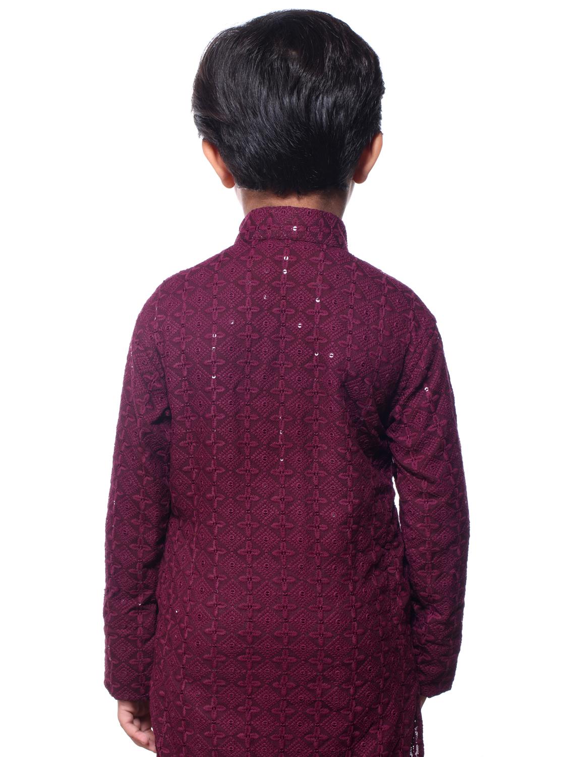 boys embroidered kurta bottom set - 21676944 - Standard Image - 3
