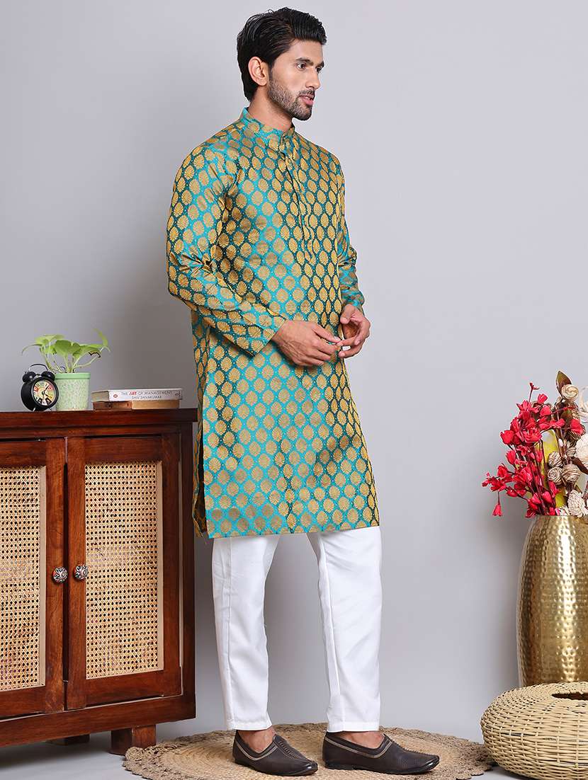 men self design kurta pyjama ethnic wear set