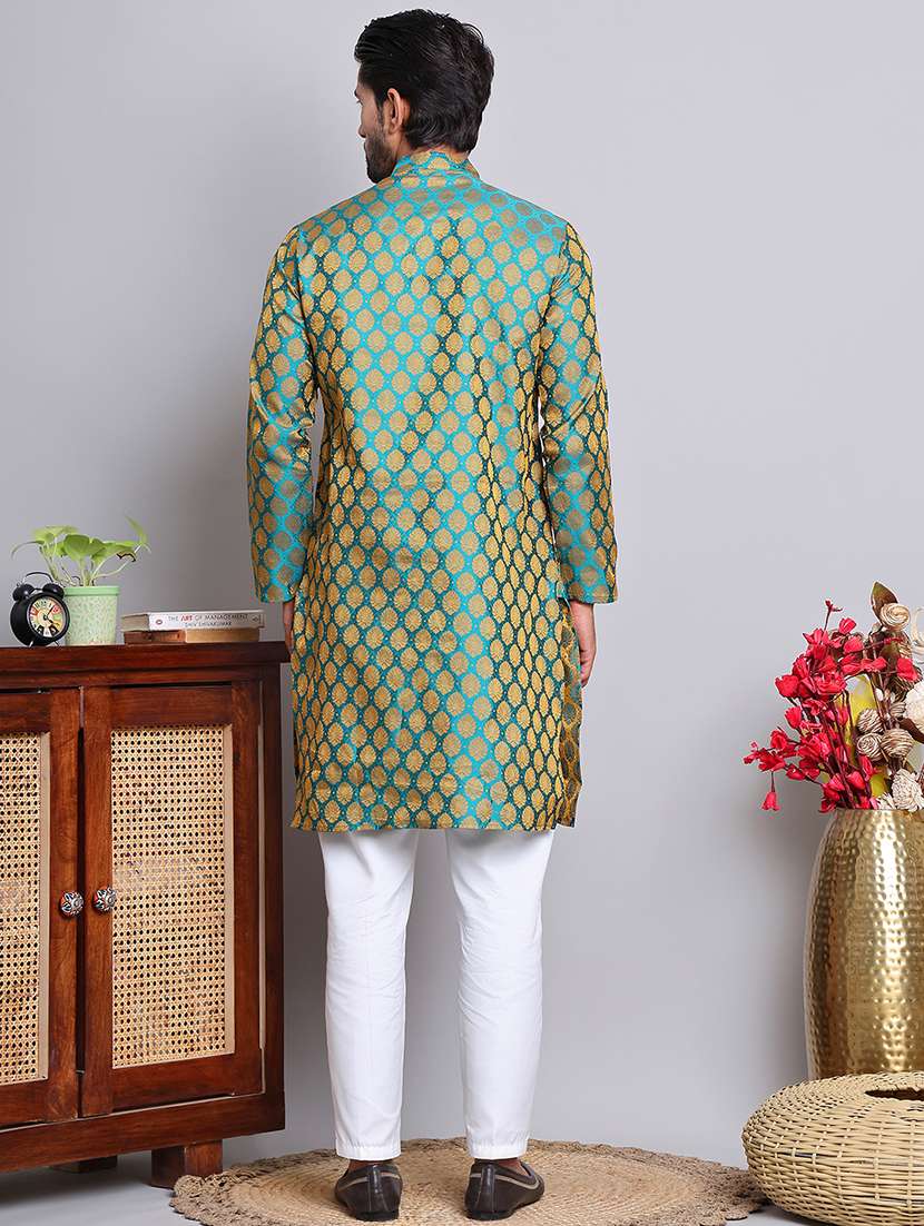 men self design kurta pyjama ethnic wear set - 21676970 -  Standard Image - 3