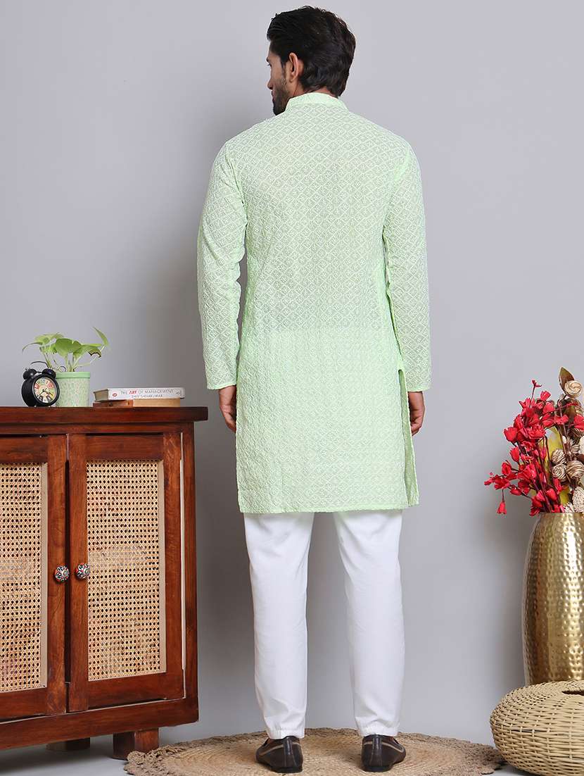 men embroidered kurta pyjama ethnic wear set - 21676972 -  Standard Image - 3