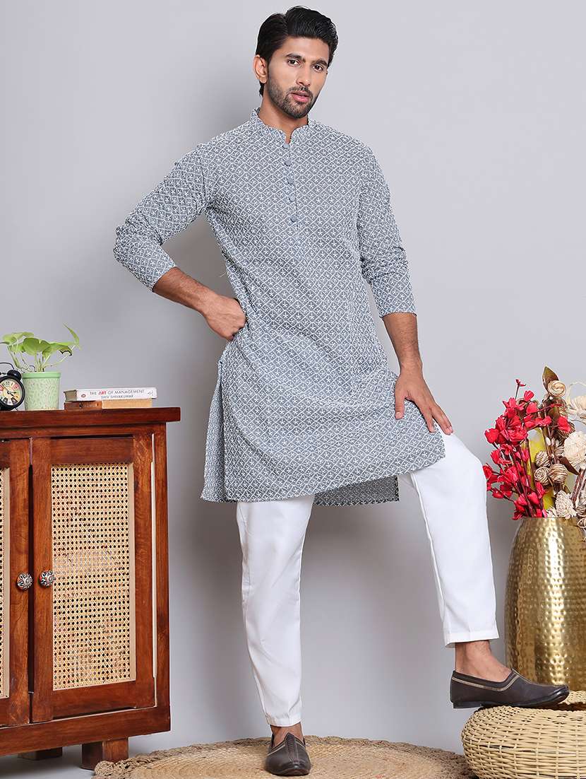 men embroidered kurta pyjama ethnic wear set - 21676973 -  Standard Image - 3