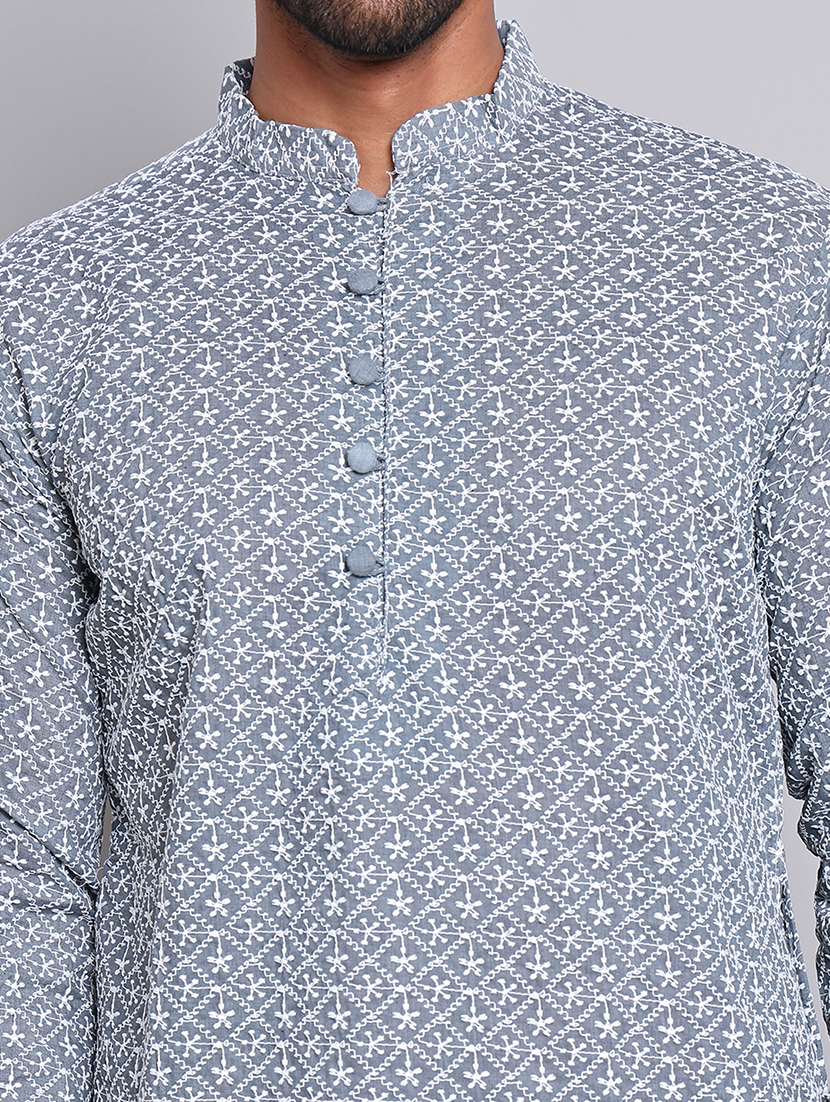 men embroidered kurta pyjama ethnic wear set - 21676973 -  Standard Image - 5