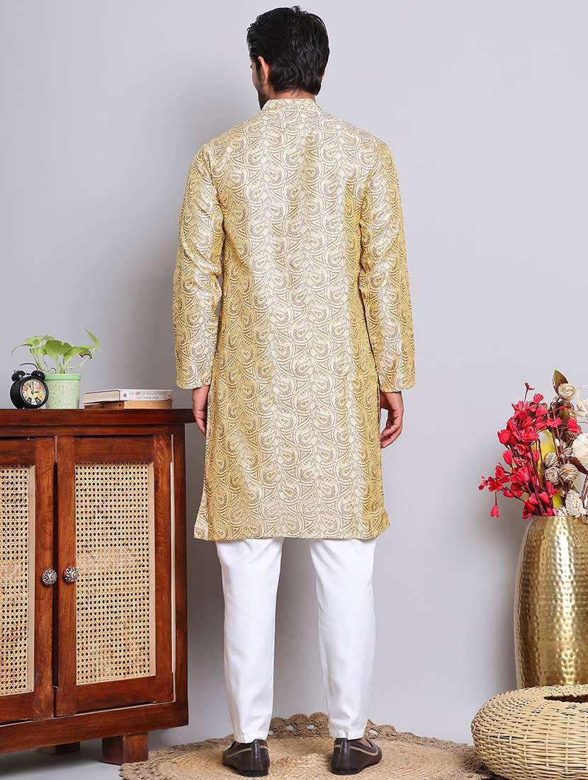 men self design kurta pyjama ethnic wear set - 21676982 -  Standard Image - 3