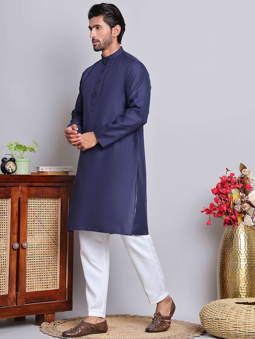 men solid kurta pyjama ethnic wear set