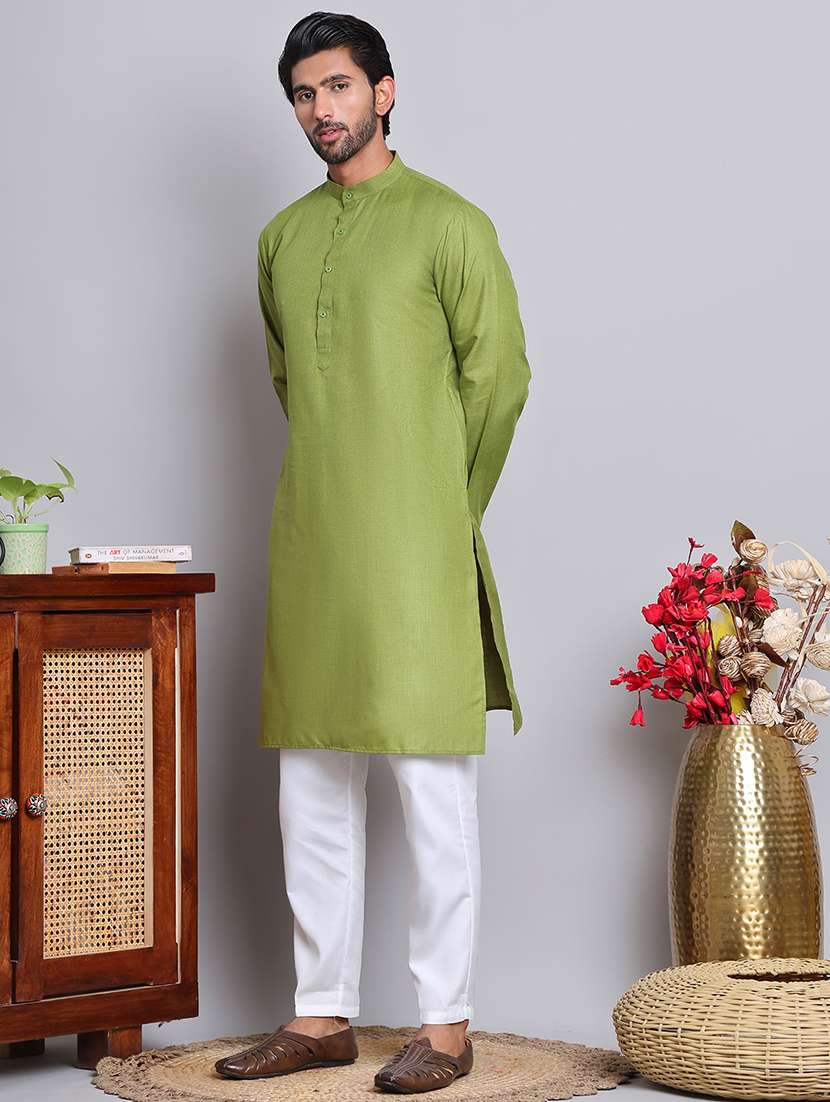 men solid kurta pyjama ethnic wear set