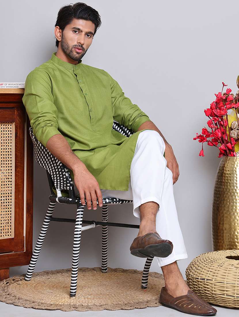 men solid kurta pyjama ethnic wear set - 21676987 -  Standard Image - 3