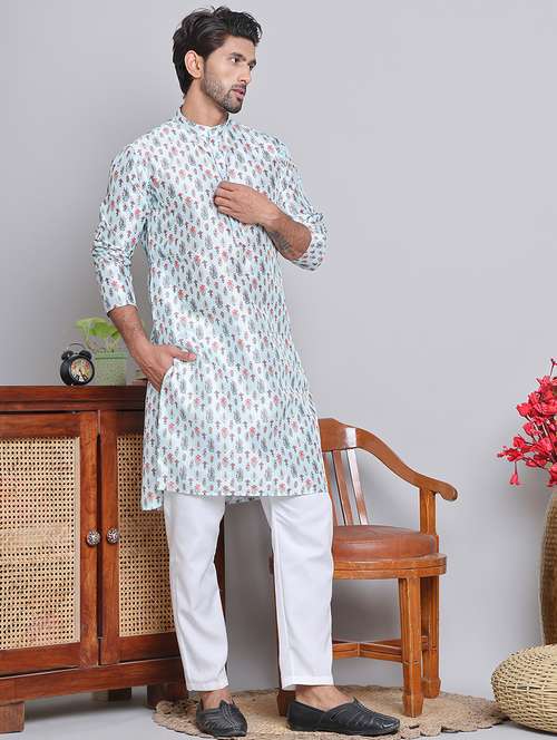 men printed kurta pyjama ethnic wear set - 21676991 - Standard Image - 0