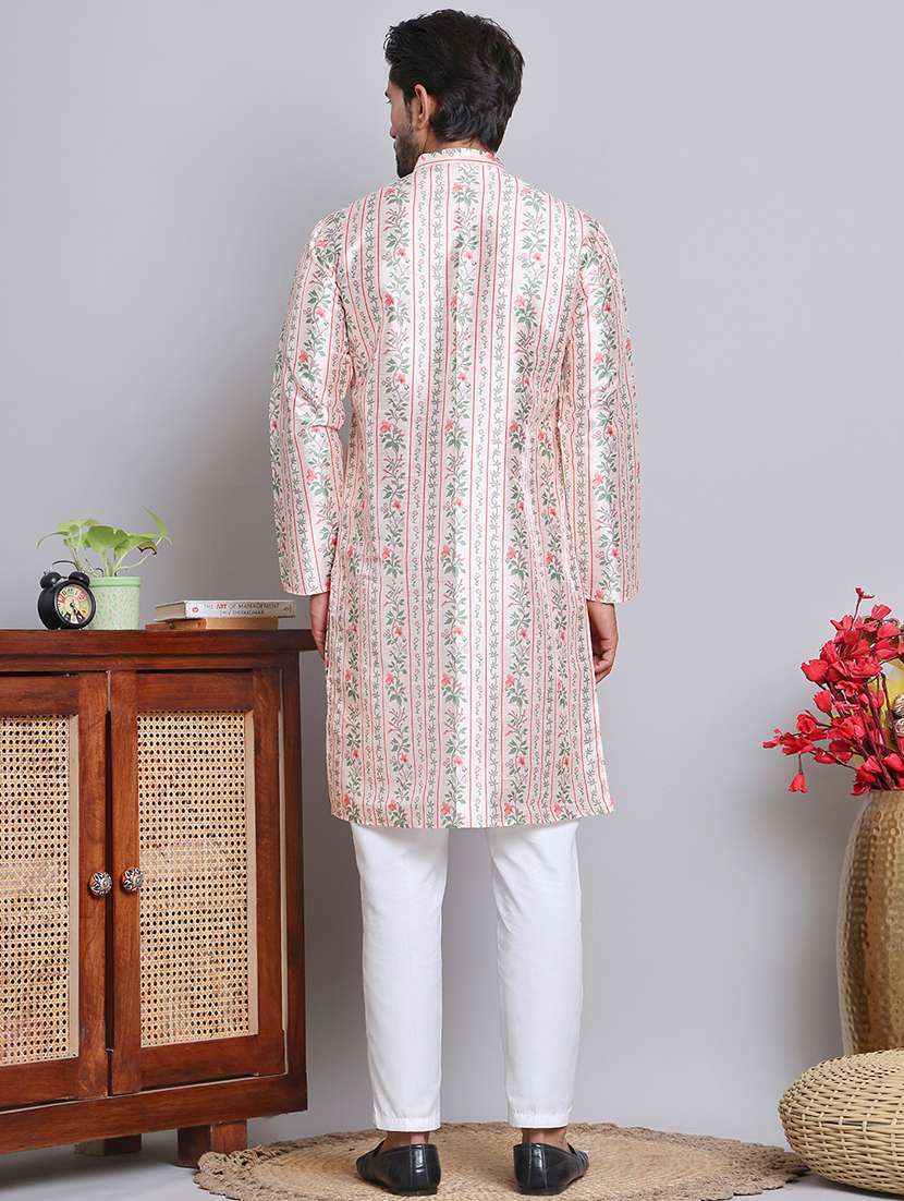men floral kurta pyjama ethnic wear set - 21676992 -  Standard Image - 3