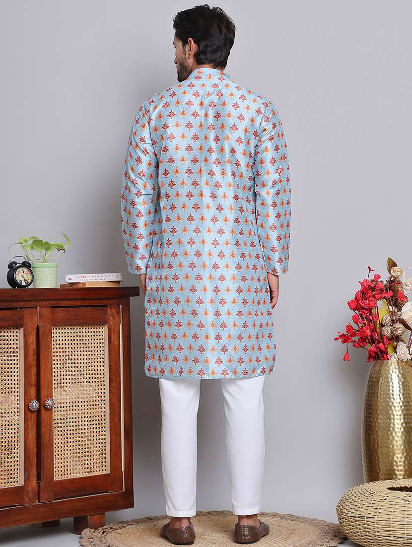 men printed kurta pyjama ethnic wear set - 21676997 -  Standard Image - 3
