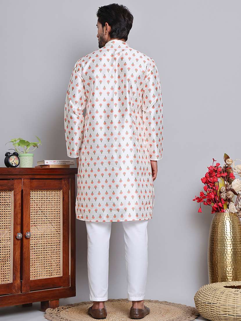 men printed kurta pyjama ethnic wear set - 21676998 -  Standard Image - 3